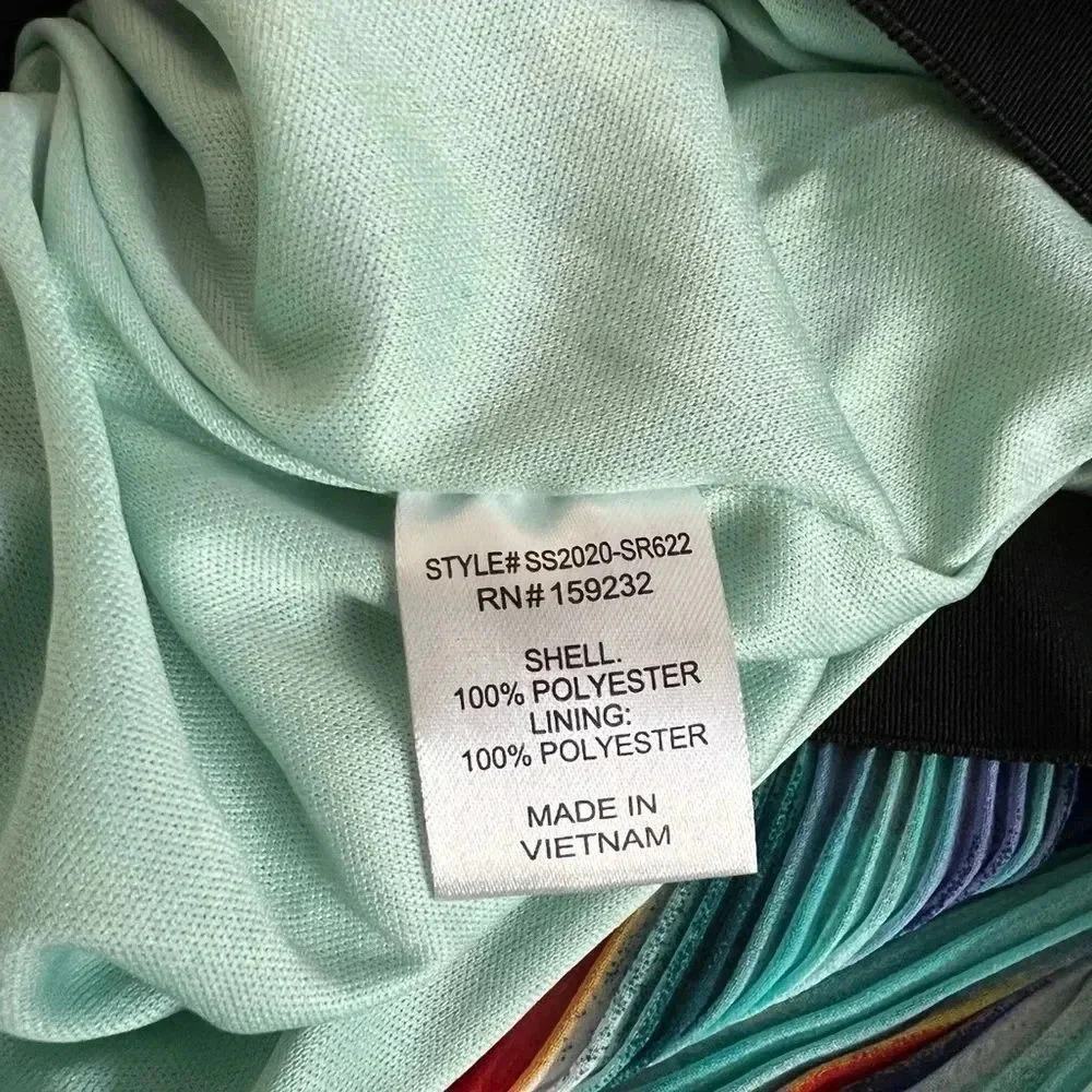 Story On Pleated Midi Skirt Multicolored Print Lined Sheer Elastic Waist - Picture 9 of 10